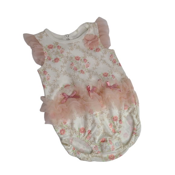 Kyle & Deena Other - Kyle & Deena Pink Rose Print Ribbon One Piece Bodysuit Baby Size 3-6 Months